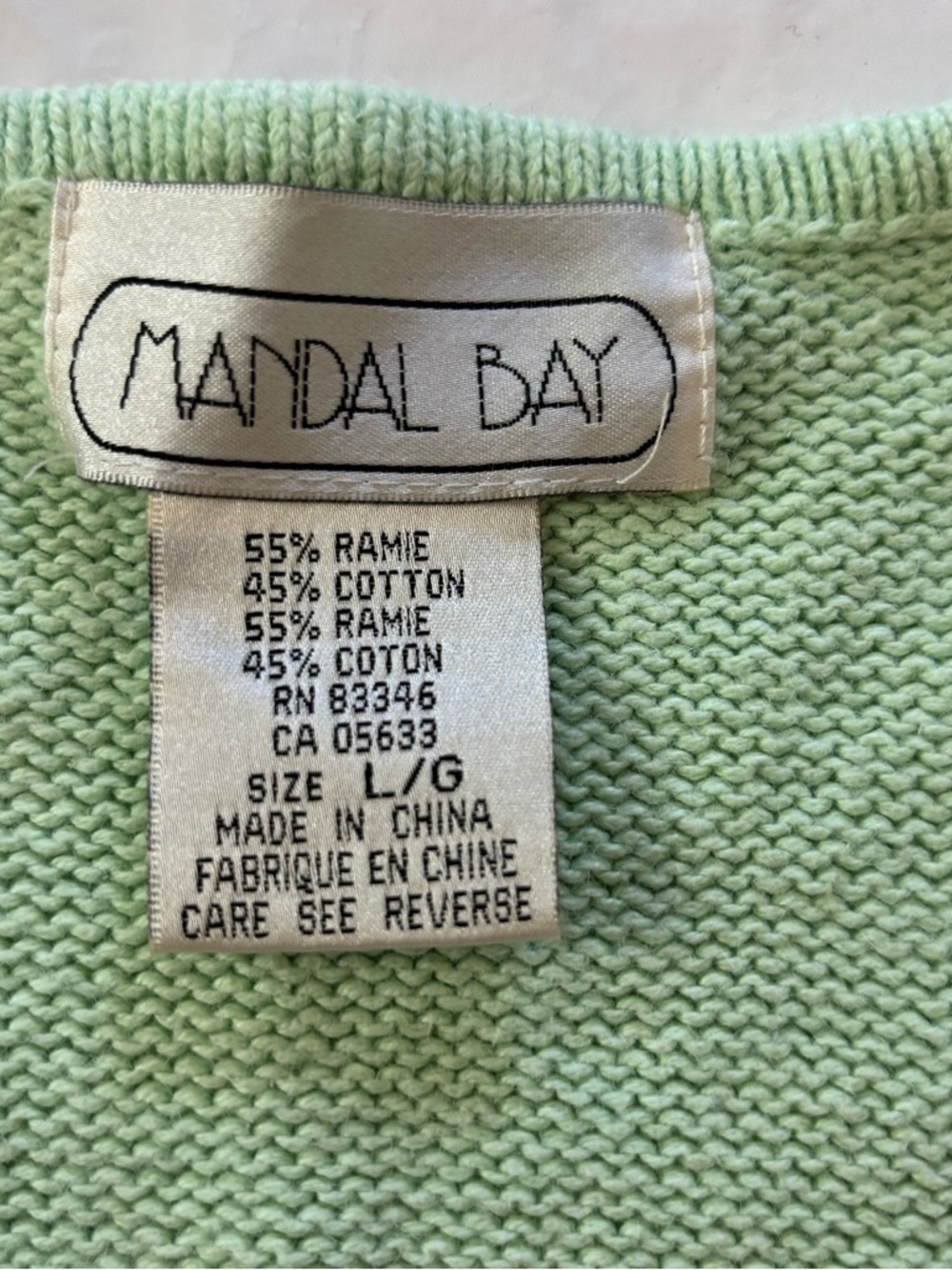 Vintage Mandal Bay Green Pink Tropical Flamingo Palm Cotton Knit Vest SZ L - Picture 9 of 11
